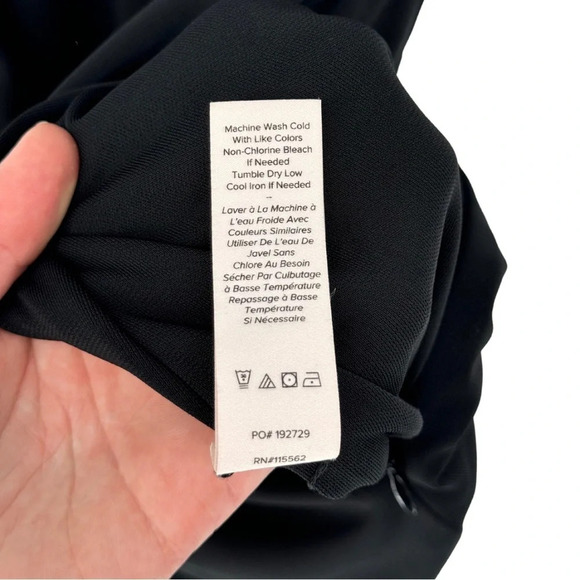 Cinq à Sept Mariah Back Cut-Out Ruched Slip Midi Dress 0 Black Front Slit Dressy - Picture 14 of 15